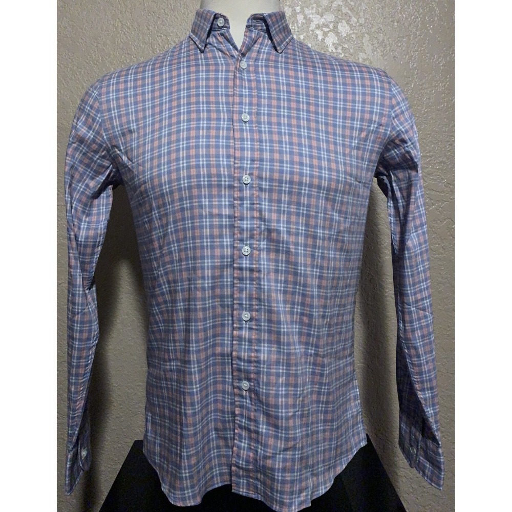 NEW Faherty Men's Extra Small Blue Redondo Plaid Long Sleeve Movement Shirt XS